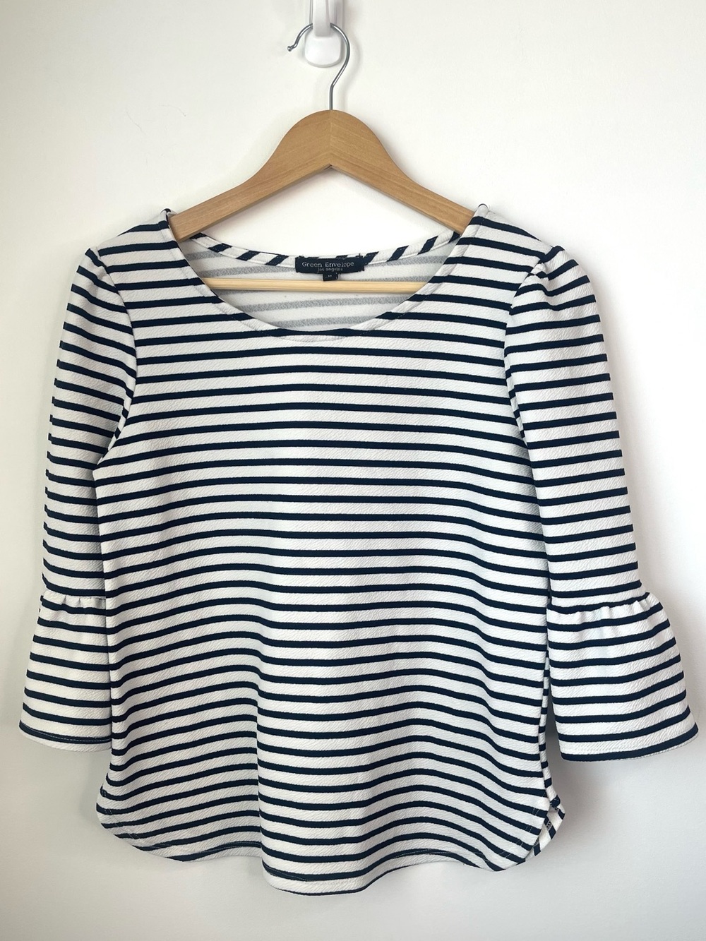 Green Envelope black and White Striped Top size small